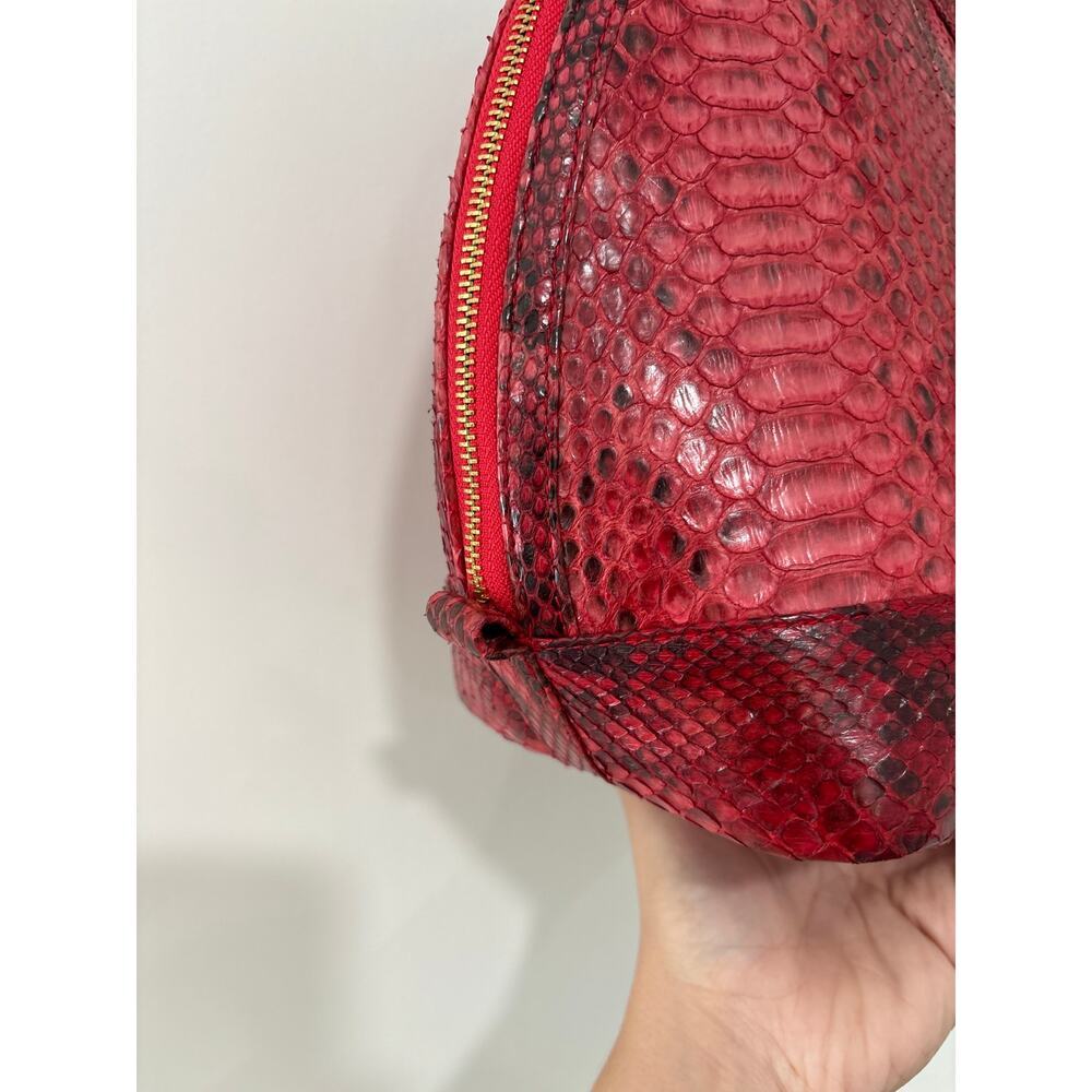 Pelle Moda Red Python Leather Top Handle Bag - Picture 5 of 12